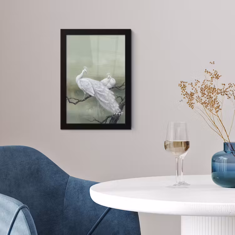 Poster met lijst - Pauwen - Wit - Natuur - Groen — 2