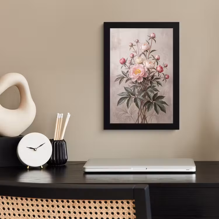 Poster met lijst - Pioenrozen - Boeket - Roze — 3