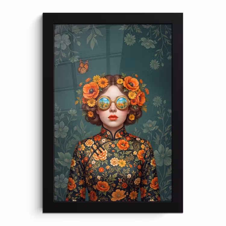 Poster met lijst - Portret - Vrouw - Kleurrijk - Expressief — 1