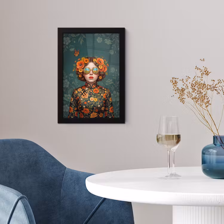 Poster met lijst - Portret - Vrouw - Kleurrijk - Expressief — 2
