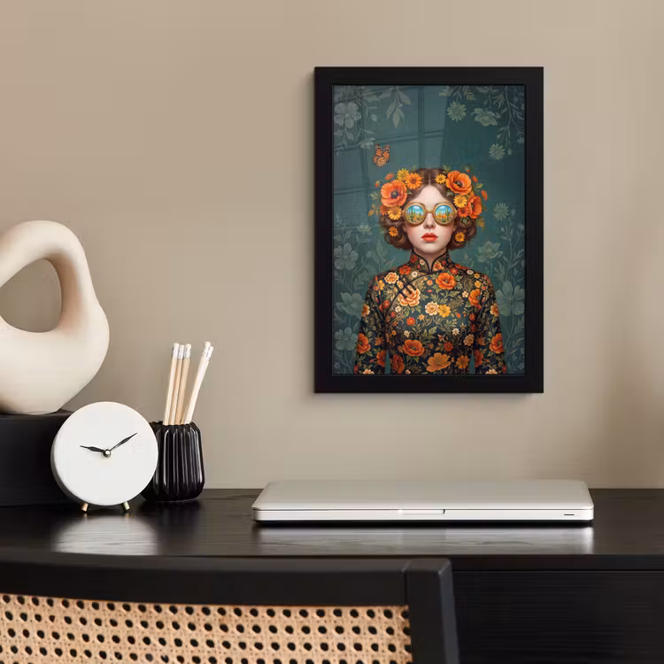 Poster met lijst - Portret - Vrouw - Kleurrijk - Expressief — 3