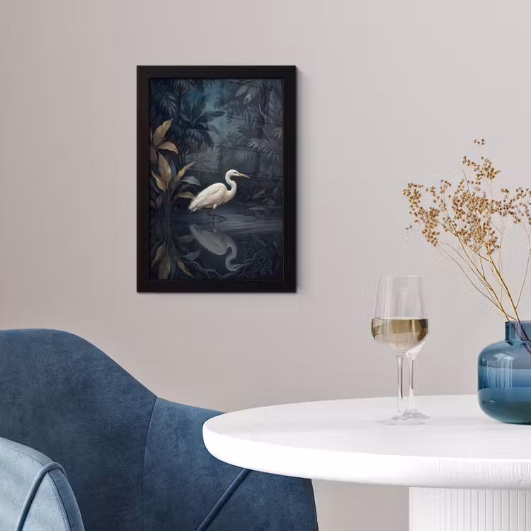 Poster met lijst - Reiger - Water - Natuur - Modern - Wit — 2