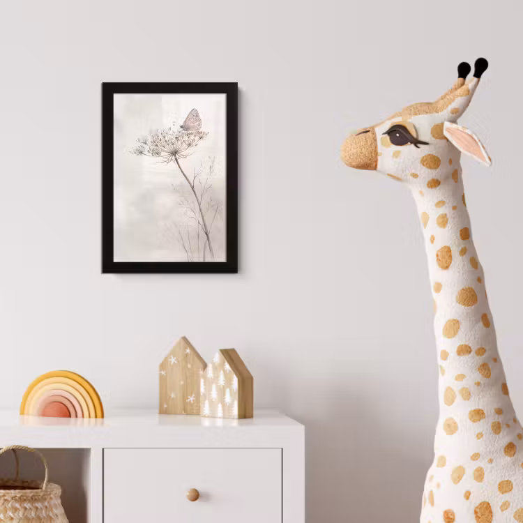 Poster met lijst - Vlinder - Bloem -Natuur - Beige — 5