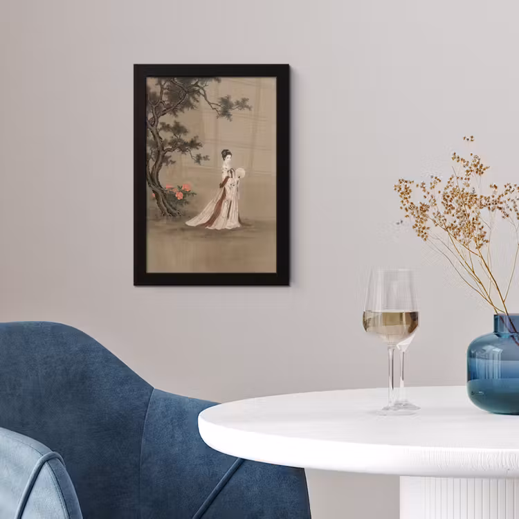 Poster met lijst - Vrouw - Azië - Kunst - Beige — 2