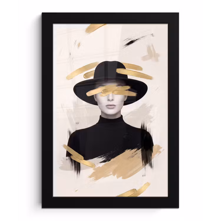 Poster met lijst - Vrouw - Portret - Modern - Goud - Kunst — 1