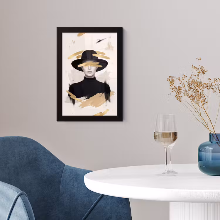 Poster met lijst - Vrouw - Portret - Modern - Goud - Kunst — 2