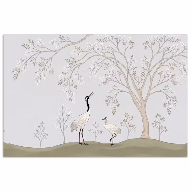 Poster - Minimalistisch - Kraanvogels - Blauw — 1