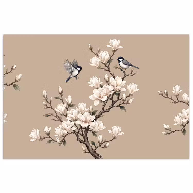 Poster - Oosters - Vogels - Beige — 1