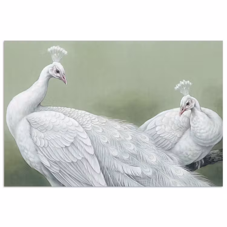 Poster - Pauwen - Wit - Natuur - Groen — 1