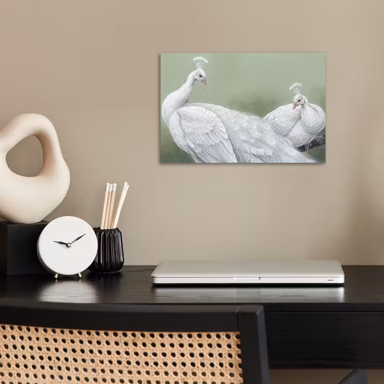 Poster - Pauwen - Wit - Natuur - Groen — 2