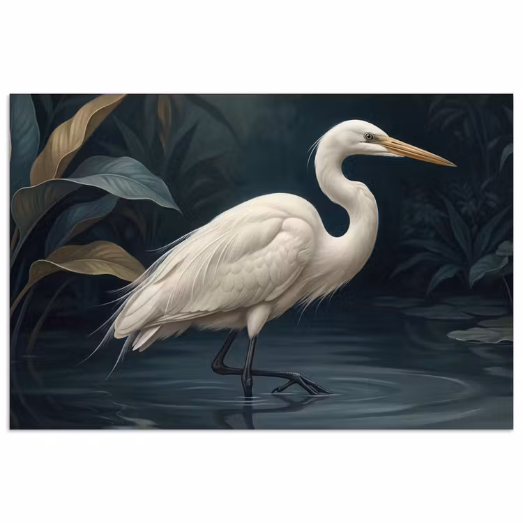 Poster - Reiger - Water - Natuur - Modern - Wit — 1