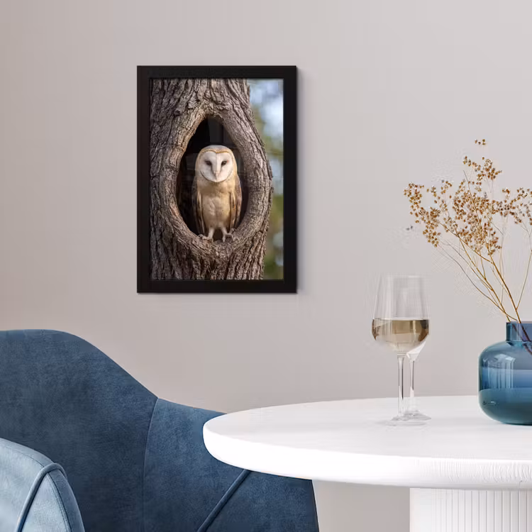 Poster met lijst - Kerkuil - Boom - Natuur - Bruin — 2