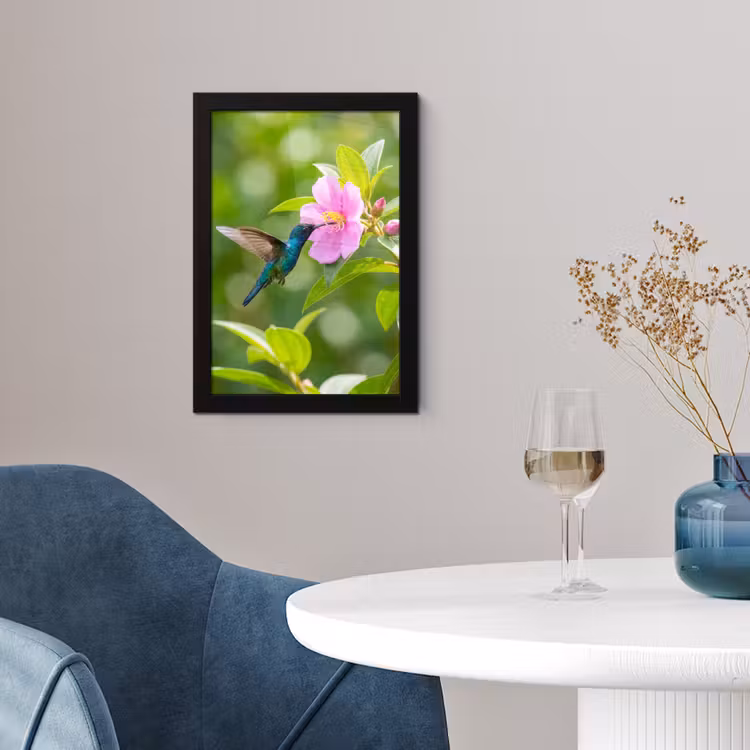 Poster met lijst - Kolibrie - Bloem - Natuur - Groen — 2