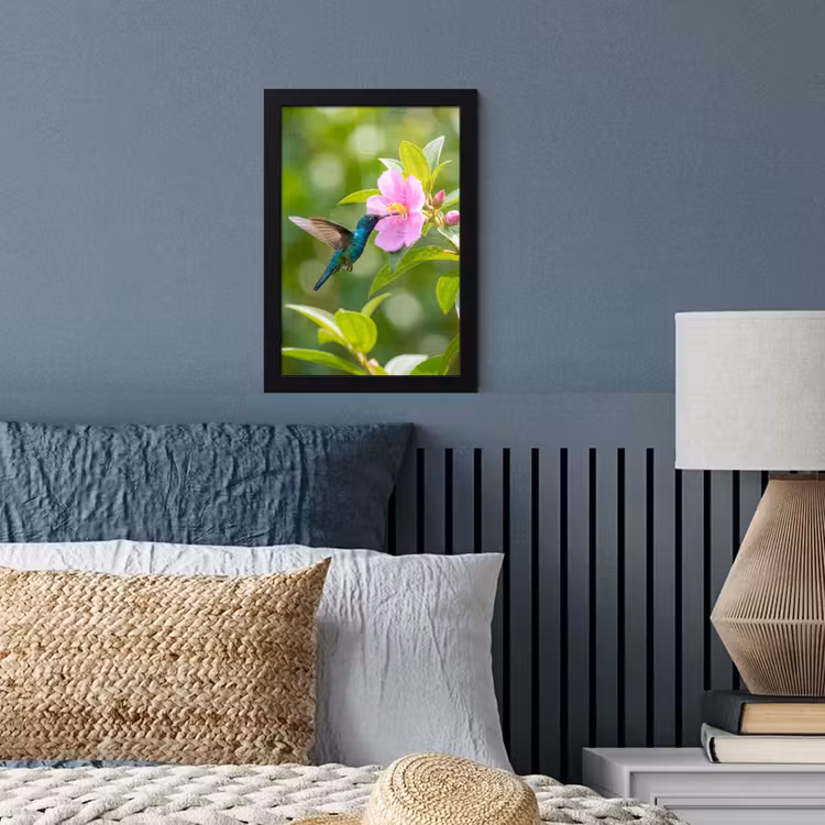 Poster met lijst - Kolibrie - Bloem - Natuur - Groen — 4