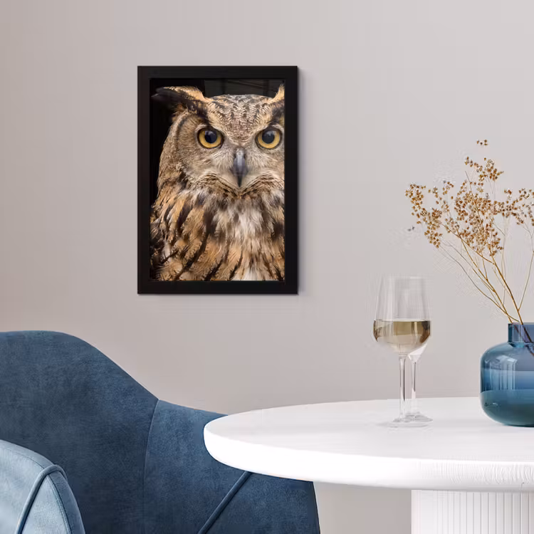 Poster met lijst - Oehoe - Uil - Portret - Bruin — 2