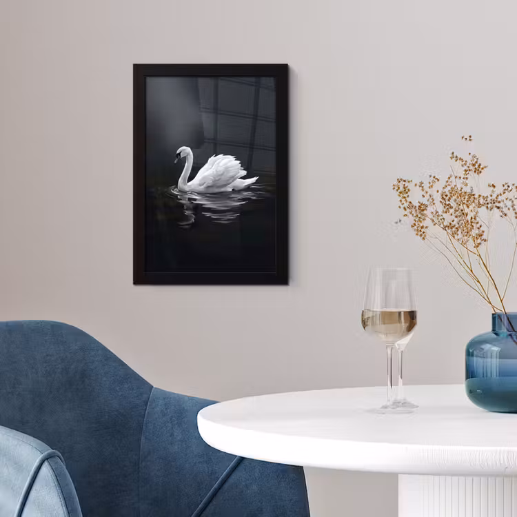 Poster met lijst - Zwaan - Water - Natuur - Realistisch - Wit — 2