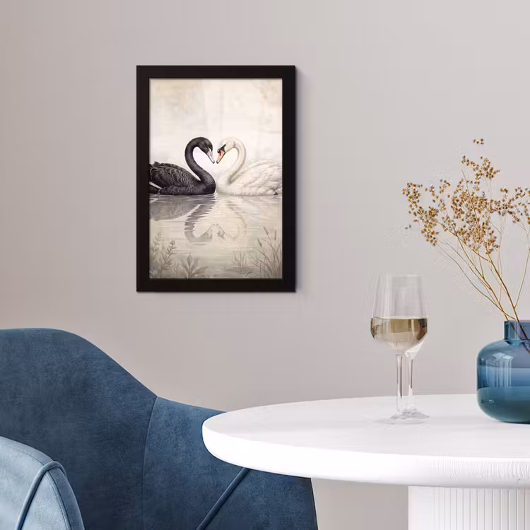Poster met lijst - Zwanen - Hartvorm - Dieren — 2