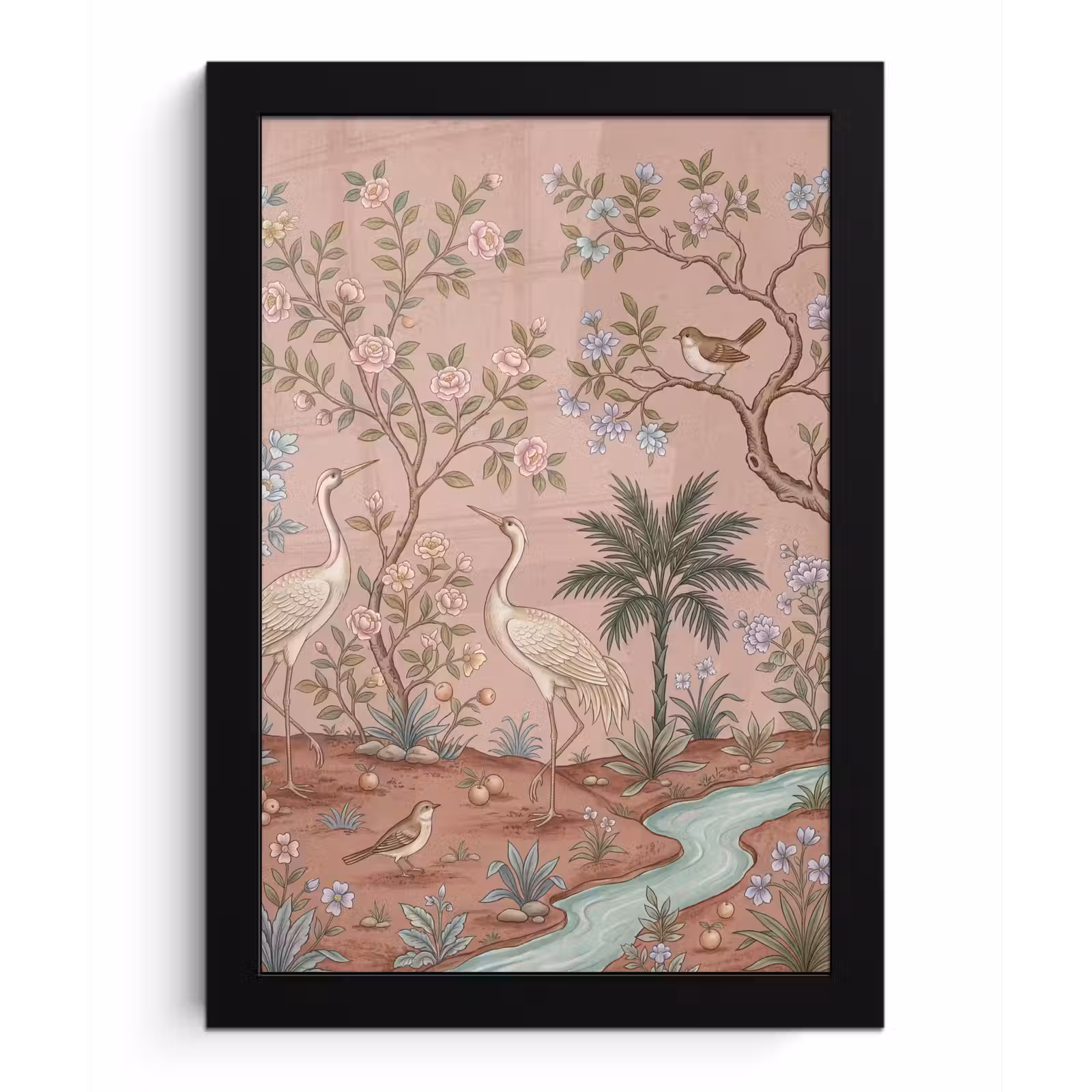 Poster met lijst - Nostalgisch - Reigers - Roze — 1