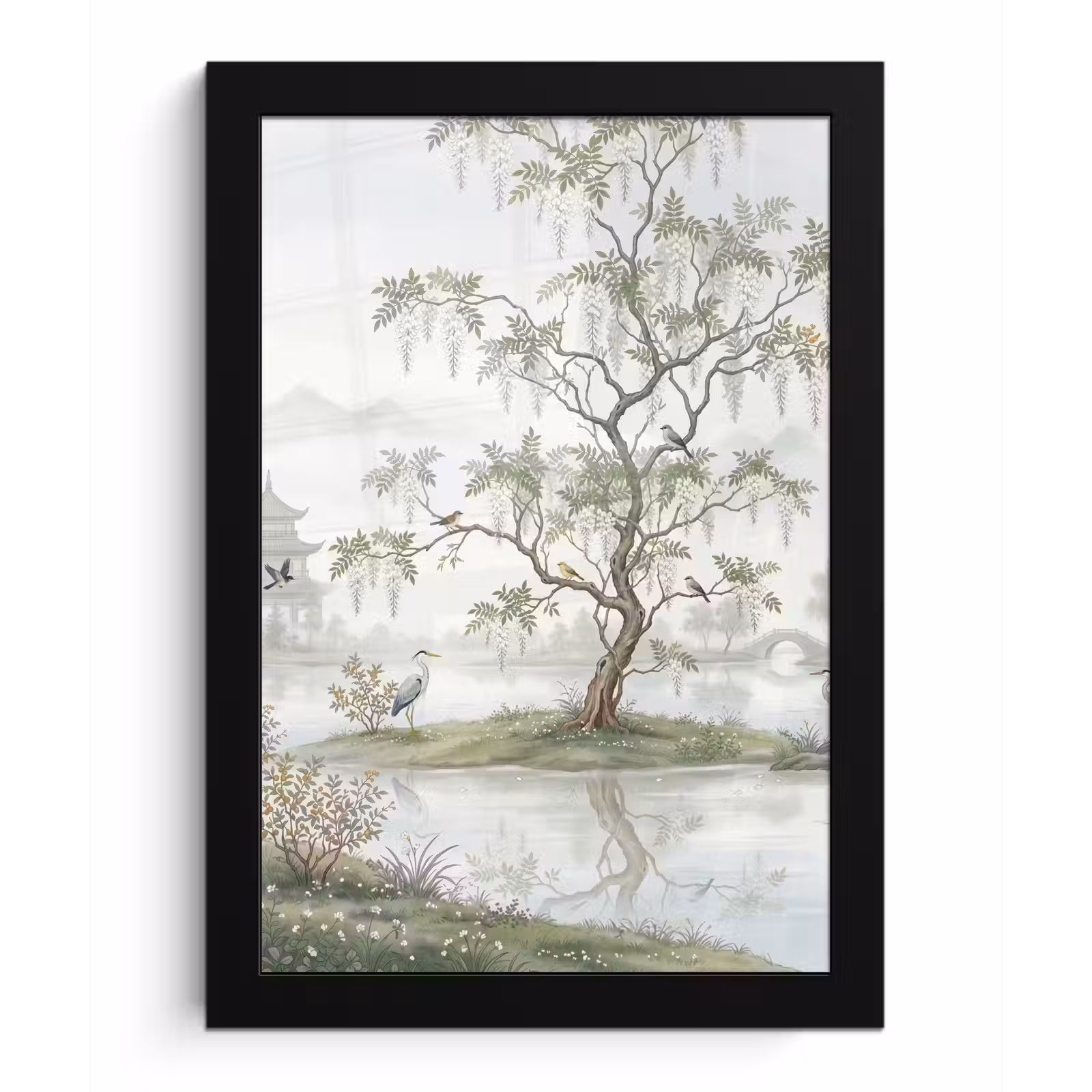 Poster met lijst - Reiger - Landschap - Groen — 1