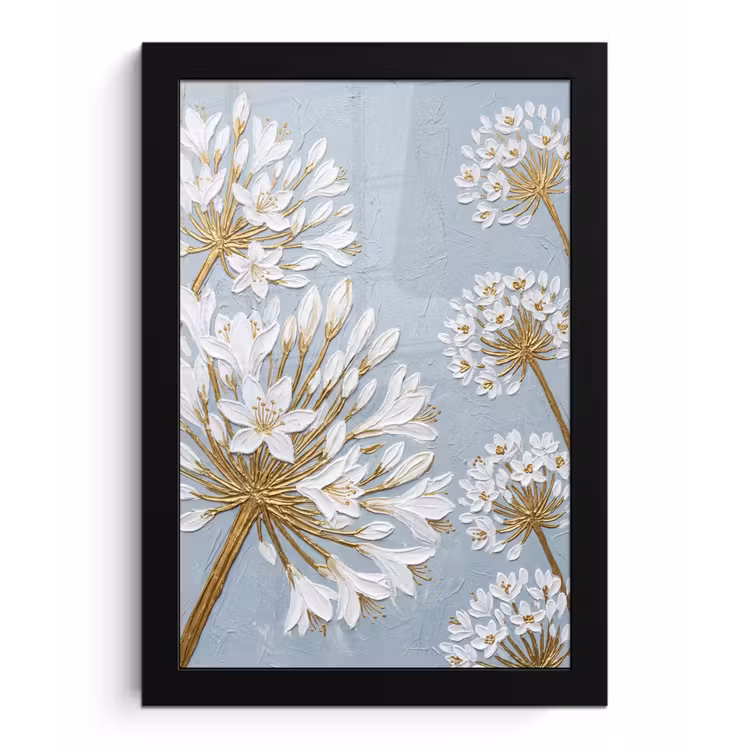 Poster met lijst - Illustratie - Bloemen - Blauw — 1