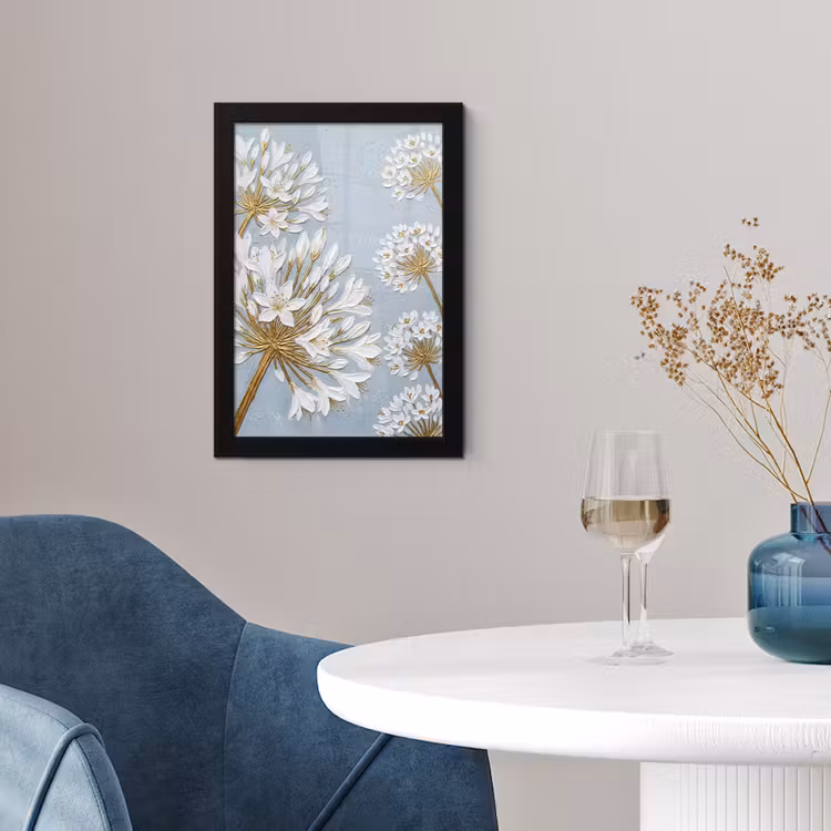 Poster met lijst - Illustratie - Bloemen - Blauw — 2