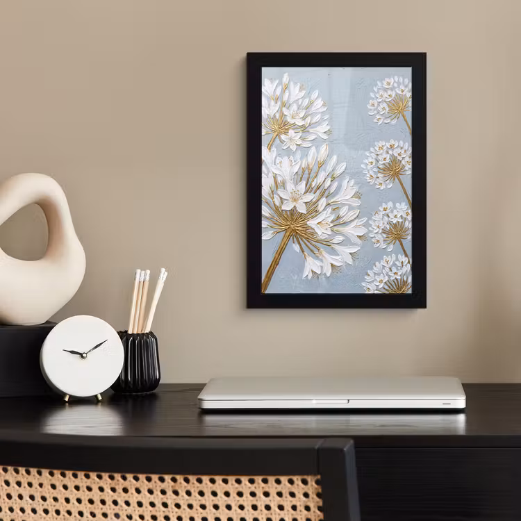 Poster met lijst - Illustratie - Bloemen - Blauw — 3