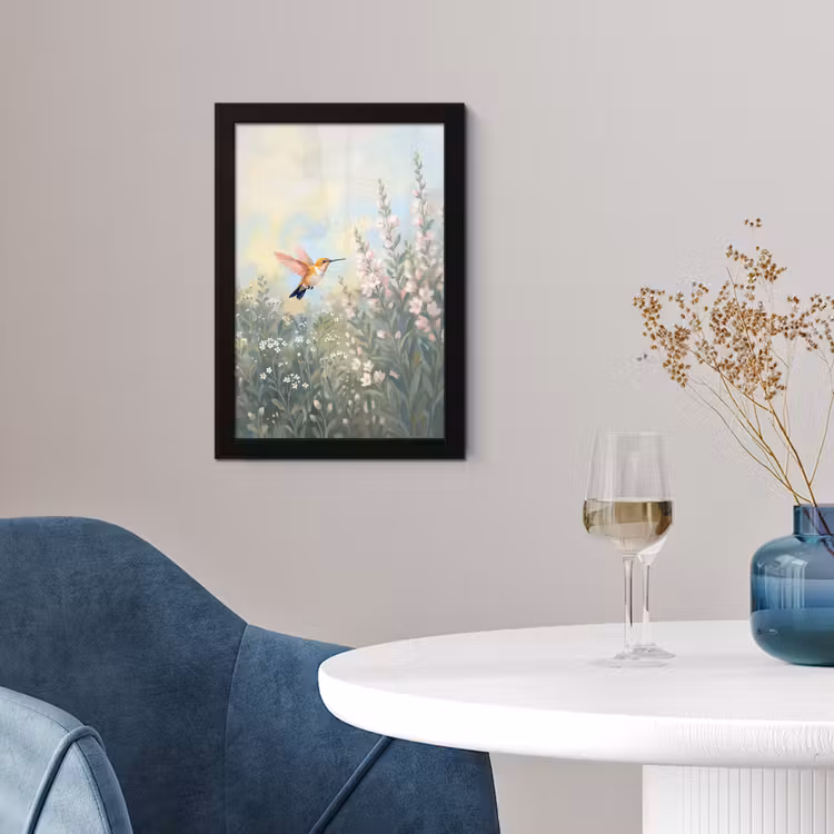 Poster met lijst - Kolibrie - Illustratie - Kleurrijk — 2