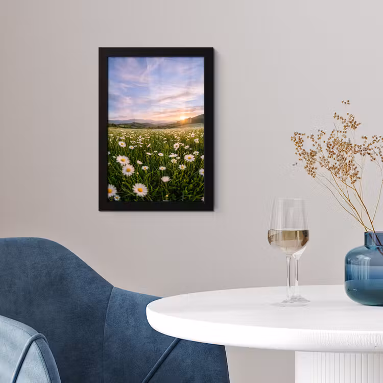 Poster met lijst - Madelief - Veld - Heuvels - Groen — 2