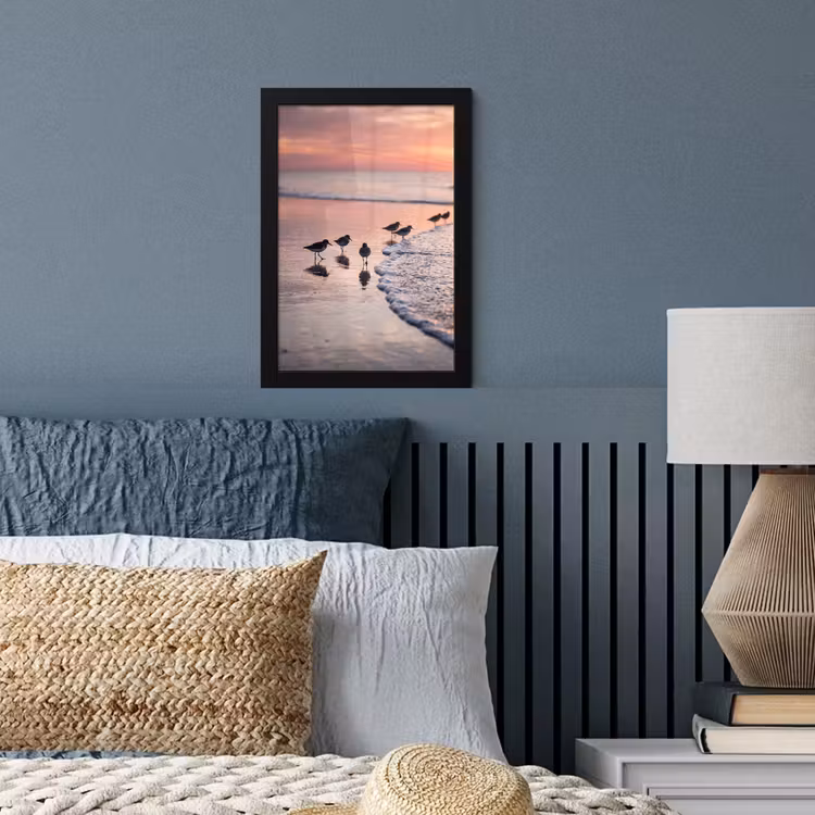 Poster met lijst - Meeuwen - Strand - Zee - Roze — 4