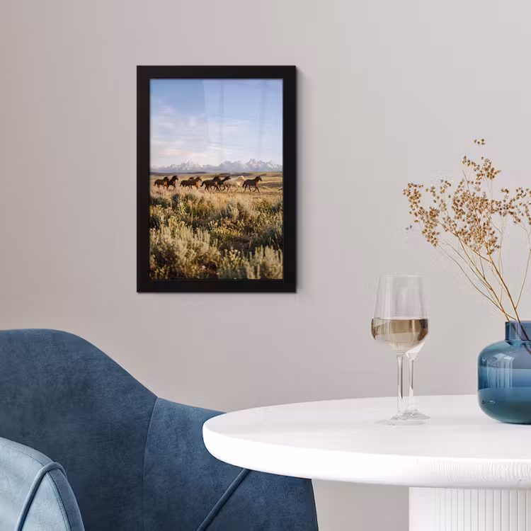 Poster met lijst - Paarden - Kudde - Bergen - Vrijheid - Wild — 2