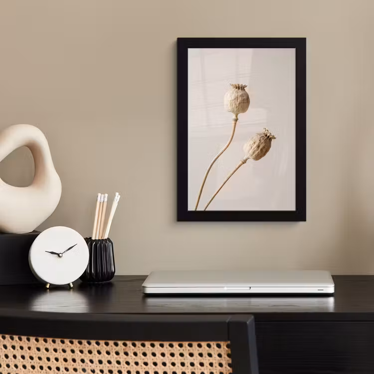 Poster met lijst - Papaverbollen - Droogbloemen - Minimalistisch - Beige - Rustig — 3