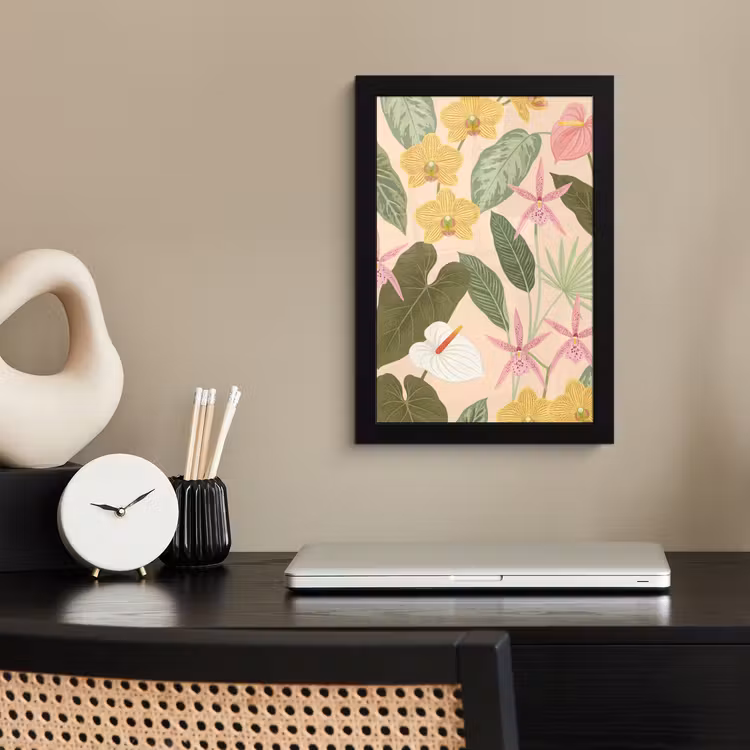 Poster met lijst - Patroon - Bloemen - Kleurrijk — 3