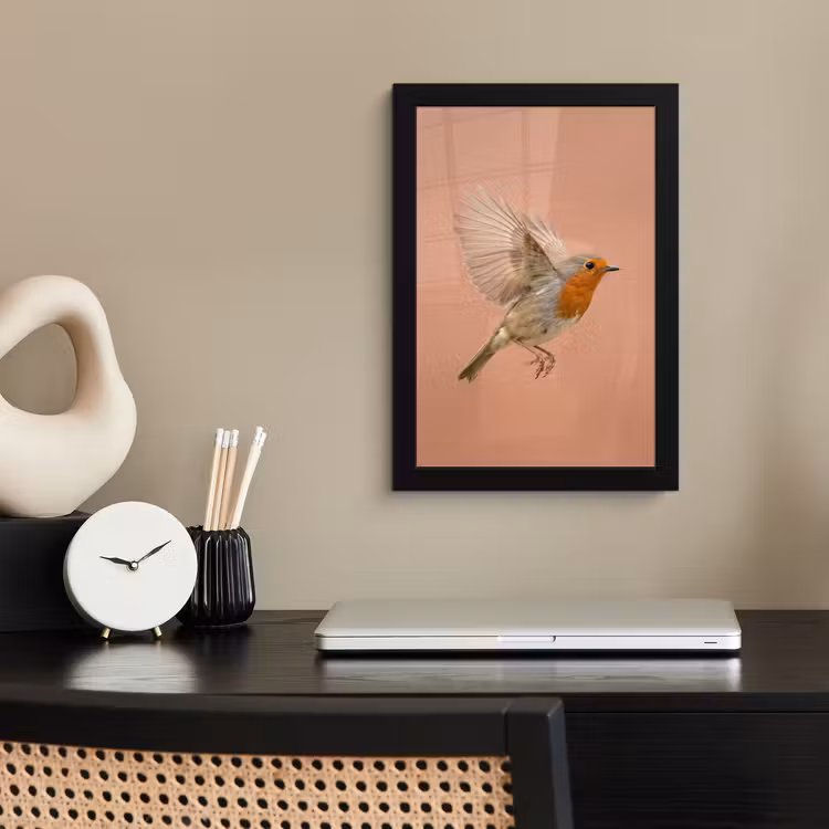 Poster met lijst - Roodborst - Natuur - Roze — 3
