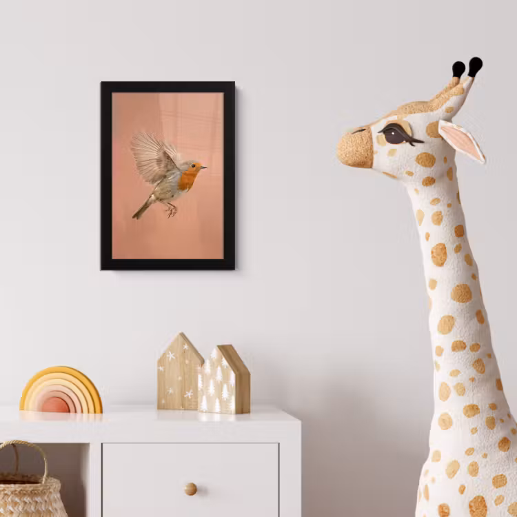 Poster met lijst - Roodborst - Natuur - Roze — 5