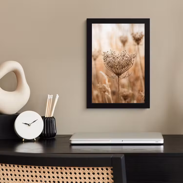 Poster met lijst - Schermbloem - Droogbloem - Winter - Beige - Minimalistisch — 3
