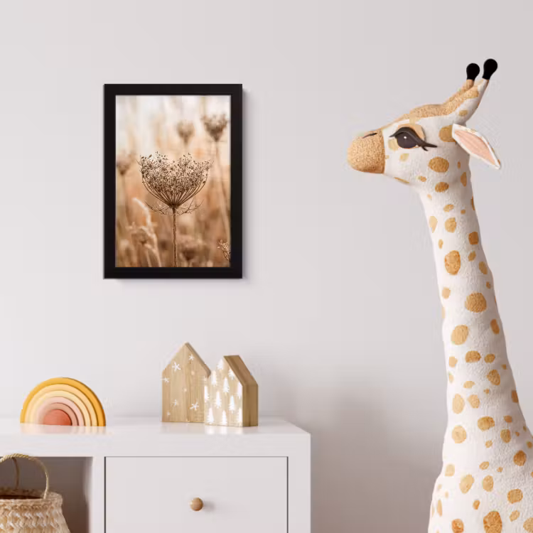 Poster met lijst - Schermbloem - Droogbloem - Winter - Beige - Minimalistisch — 5