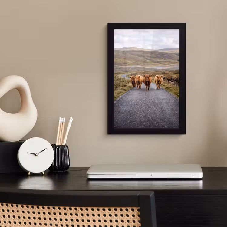 Poster met lijst - Schotse Hooglanders - Weg - Landschap - Kudde — 3