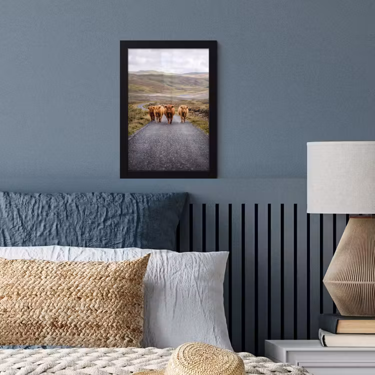 Poster met lijst - Schotse Hooglanders - Weg - Landschap - Kudde — 4