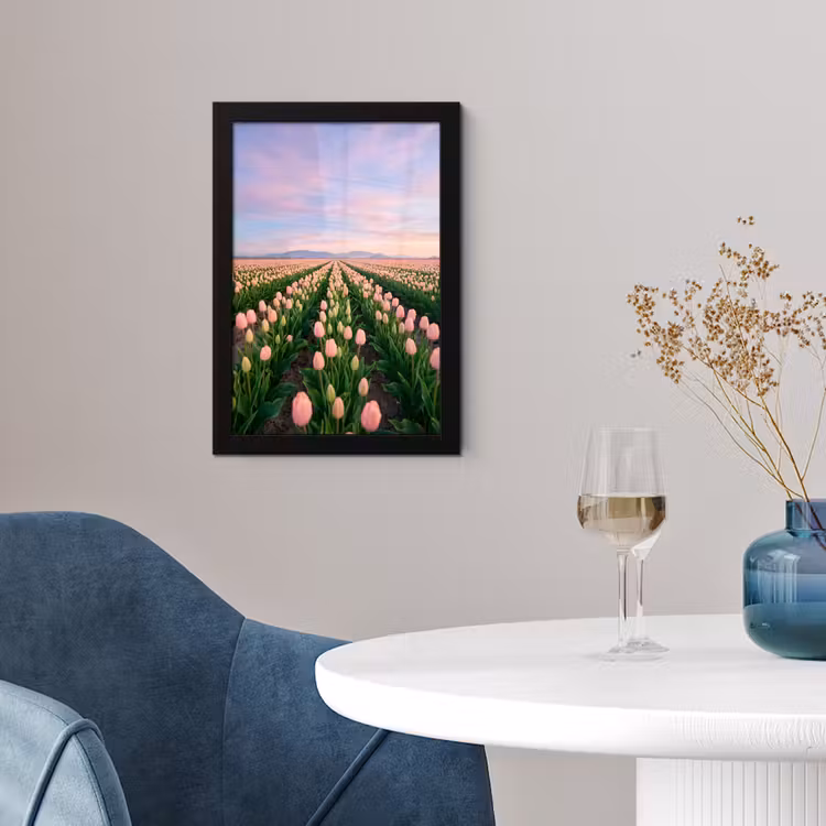 Poster met lijst - Tulpen - Landschap - Roze — 2