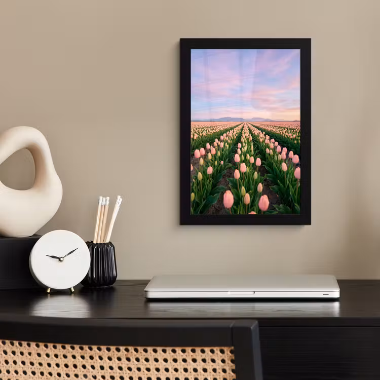Poster met lijst - Tulpen - Landschap - Roze — 3
