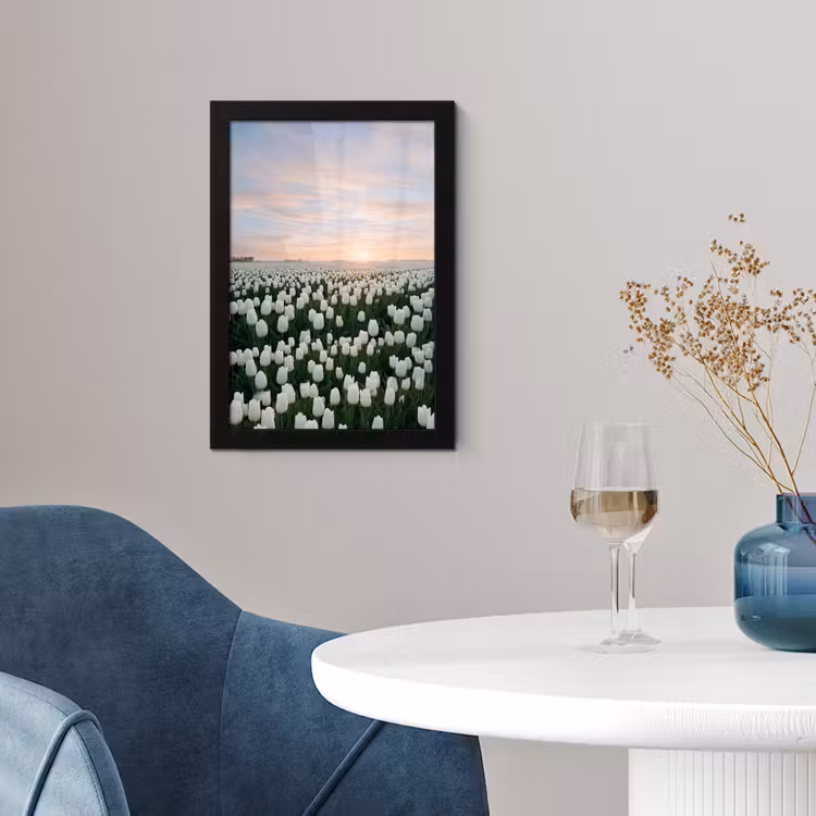 Poster met lijst - Tulpen - Landschap - Wit — 2