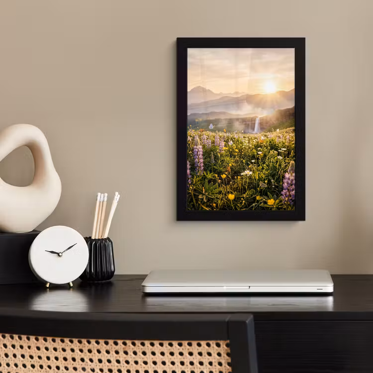 Poster met lijst - Vlinders - Waterval - Bloemenveld — 3