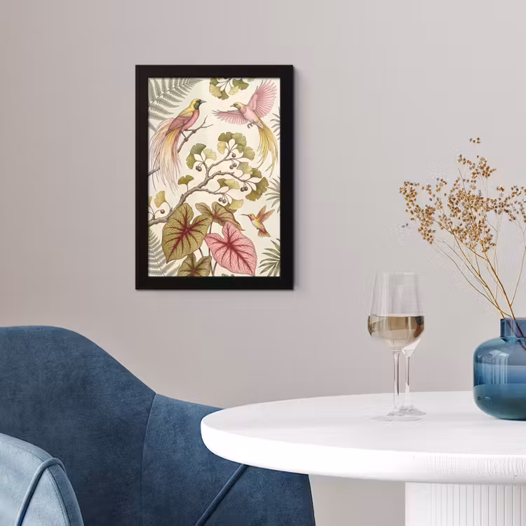 Poster met lijst - Vogels - Tropisch - Botanisch - Roze — 2