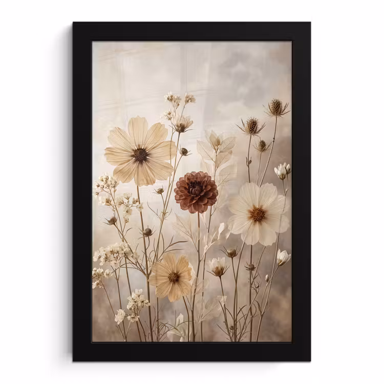 Poster met lijst - Wilde bloemen - Botanisch - Vintage - Natuur - Rustiek — 1