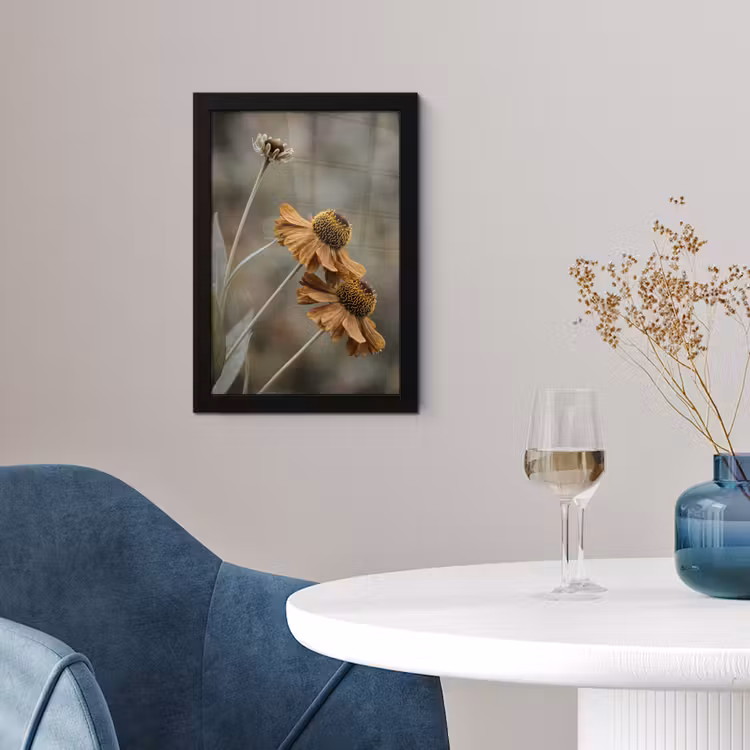 Poster met lijst - Zonnehoed - Droogbloemen - Geel - Warm — 2