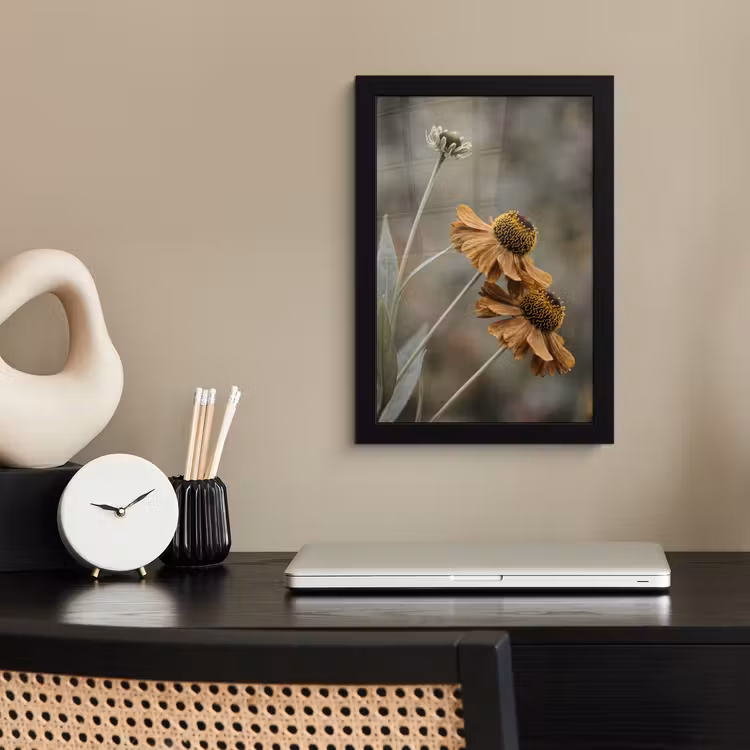 Poster met lijst - Zonnehoed - Droogbloemen - Geel - Warm — 3
