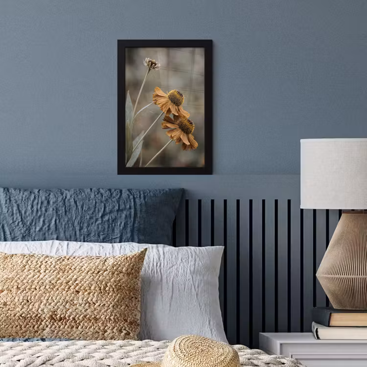Poster met lijst - Zonnehoed - Droogbloemen - Geel - Warm — 4