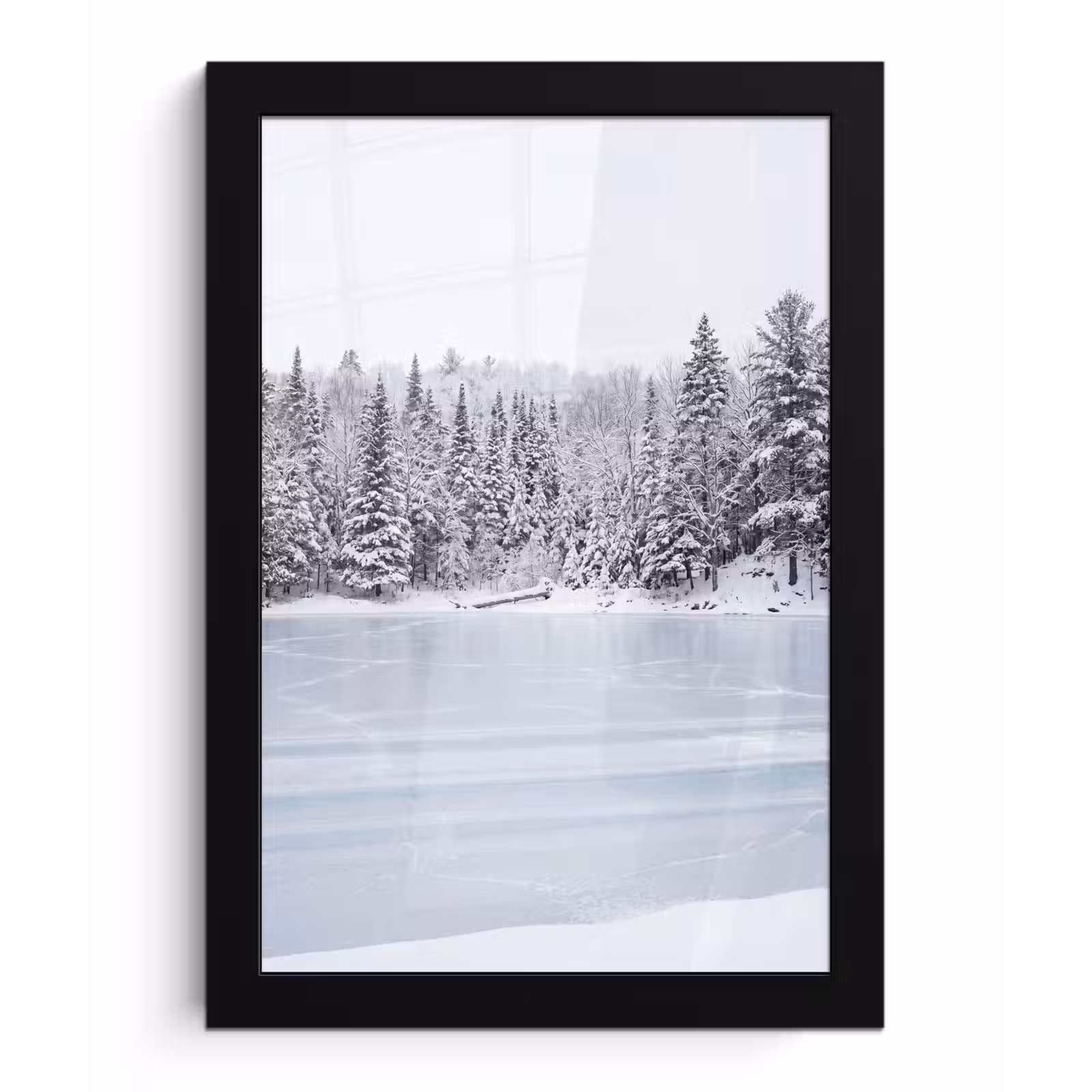 Poster met lijst - Meer - Dennen - IJs - Winter - Rustgevend — 1