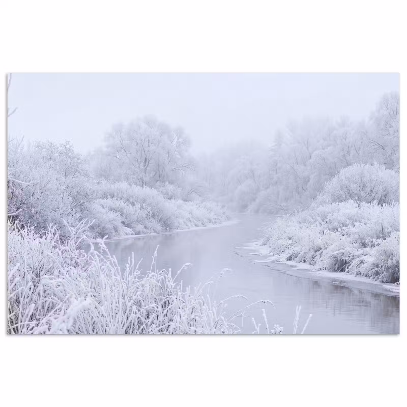 Poster - Rivier - Sneeuw - Bos - Winter - Schilderachtig — 1