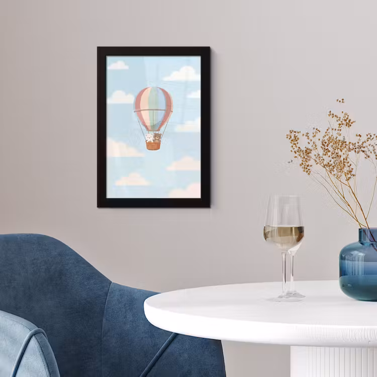 Poster met lijst - Luchtballon - Beren - Pastel — 2